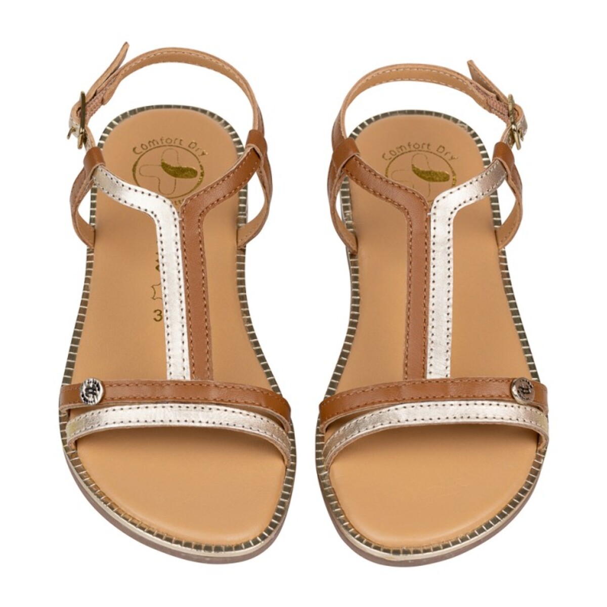 Sandalia Classic Piel Natural. Hebilla