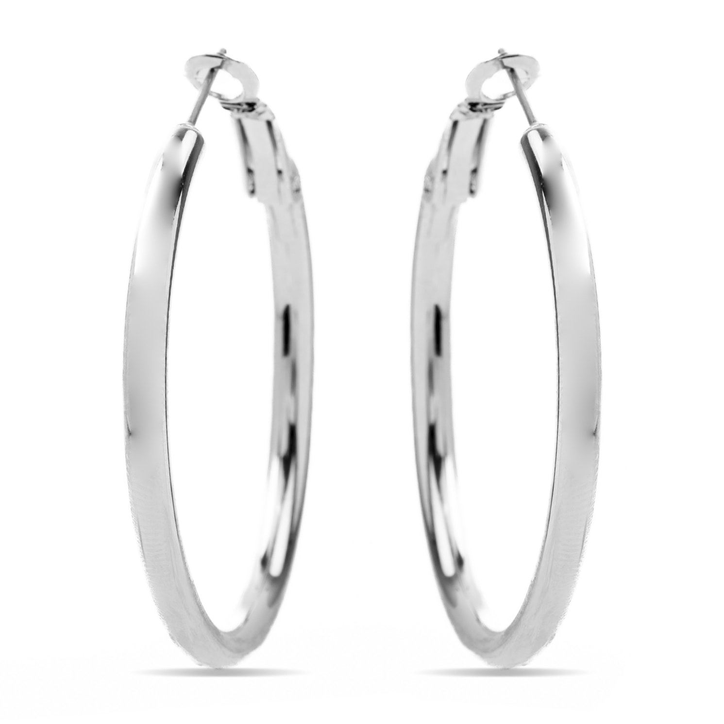 Pendientes de 40mm de diámetro acabados en rodio