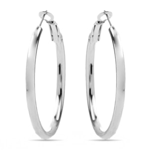 Pendientes de 40mm de diámetro acabados en rodio