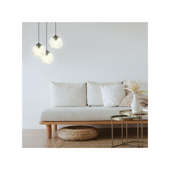 Suspension en verre opale transparent – CHAMPI