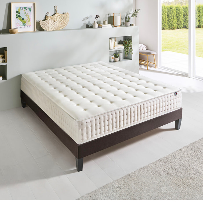 Ensemble Matelas Vendôme & Sommier KIT15, 25 cm, Mémoire de Forme et Mousse Supersoft, Technologie tri-Lattes, Soutien ferme