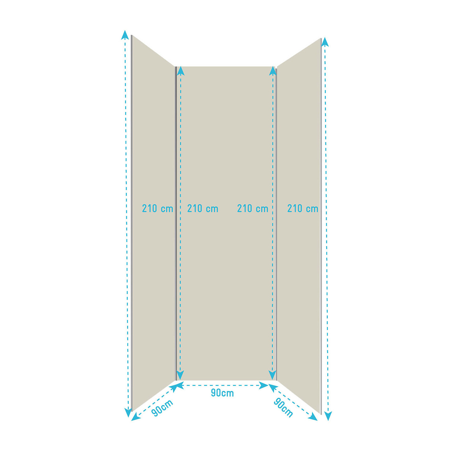 Pack 3 Panneaux Muraux Aluminium Ivoire 90x210 cm avec Profilés Chrome - WALL'IT