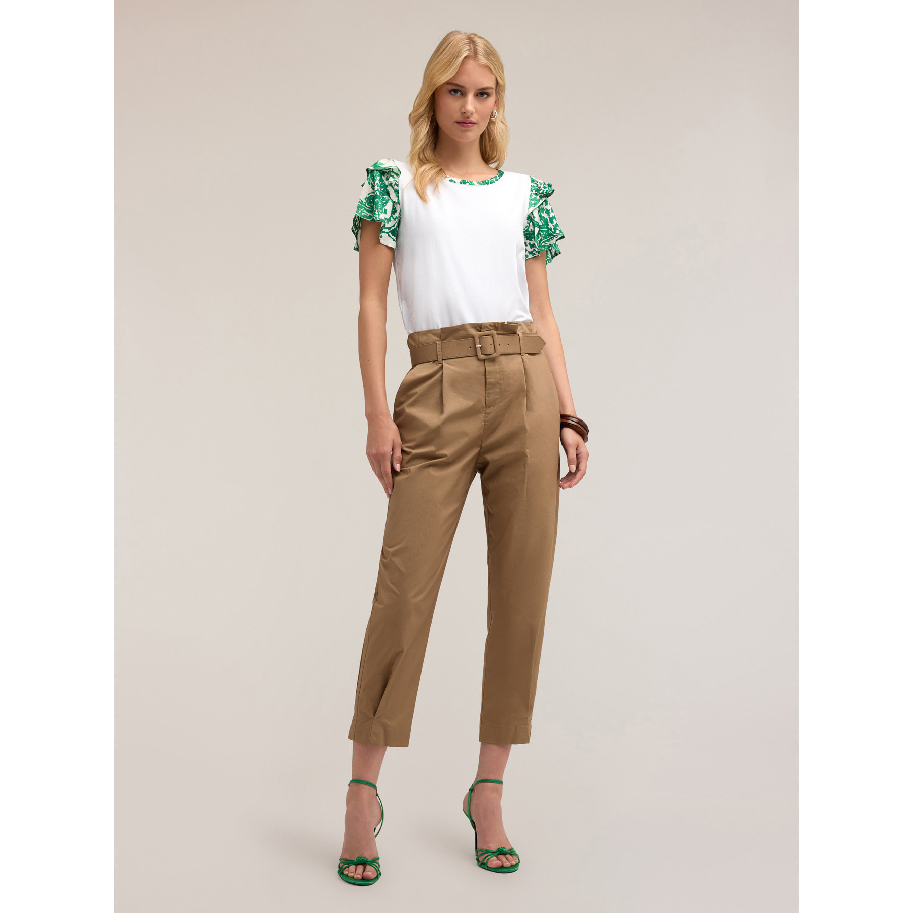 Motivi - T-shirt con maniche stampa paisley - Verde