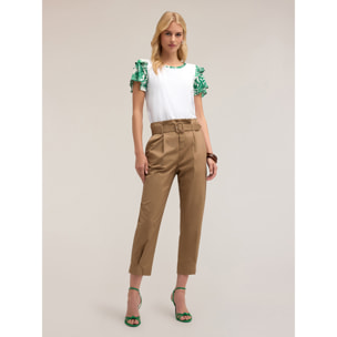 Motivi - T-shirt con maniche stampa paisley - Verde