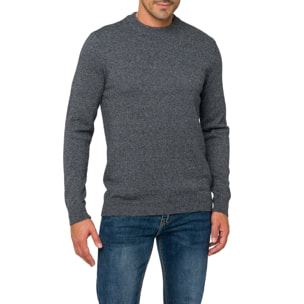 Jersey Lofoten cuello redondo en algodón y lana azul marino