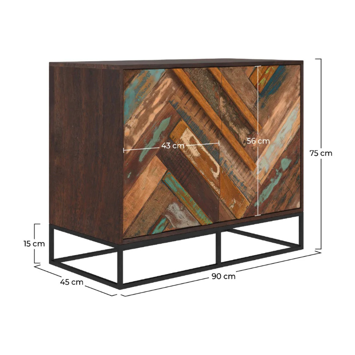 Commode 2 portes en bois d'acacia et bois recyclé - Krabi