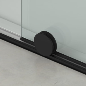 X-MOTION 110x200cm Paroi en verre coulissante Crystal Glass® 8 mm anticalcaire, avec bras et profilés Noir mat (SATBWIXM110C)