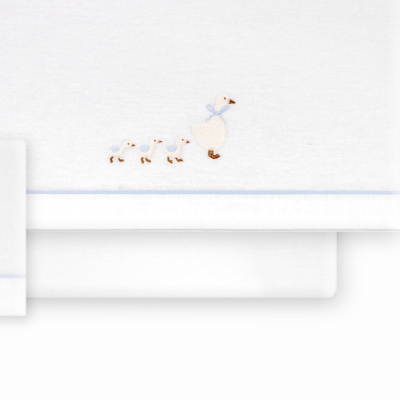 Triptico Cuna Franela Patitos Bco/Azul