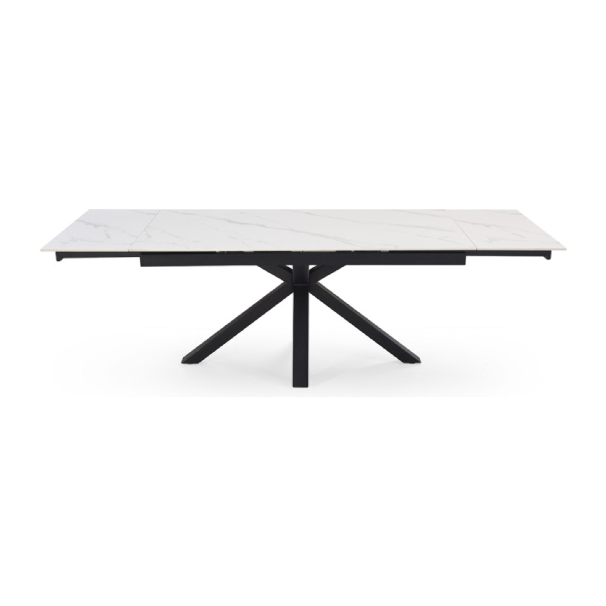 Table extensible céramique blanc marbré 180/260cm - 8 piètements - UNIK