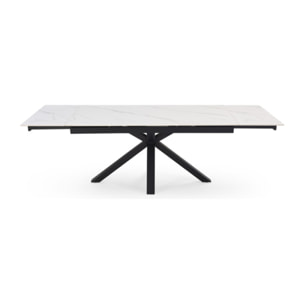 Table extensible céramique blanc marbré 180/260cm - 8 piètements - UNIK