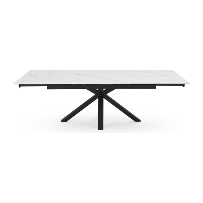 Table extensible céramique blanc marbré 180/260cm - 8 piètements - UNIK