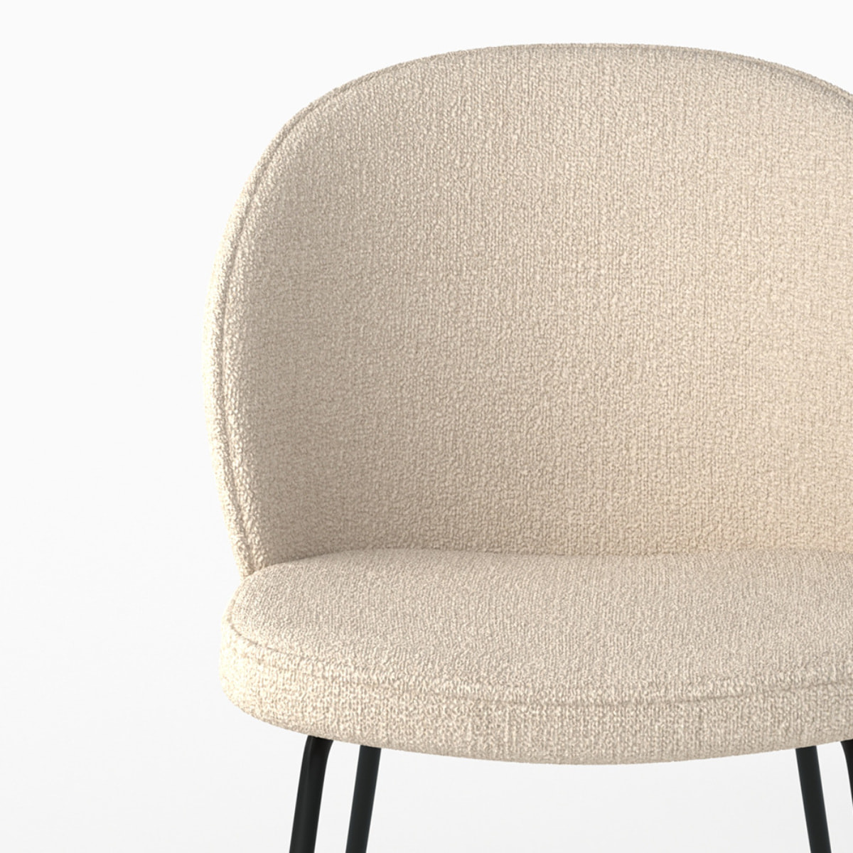Chaise en tissu bouclé beige et pieds en métal - Groom