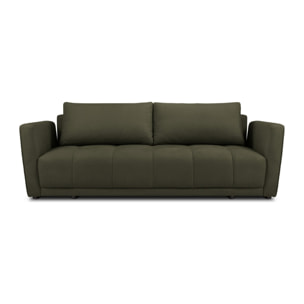 Canapé convertible avec coffre de rangement "Madrid" 3 places en tissu structurel vert