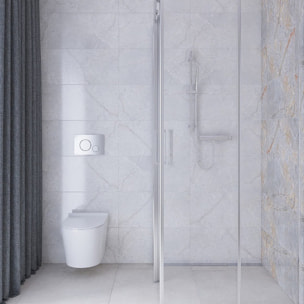 Pack WC Bati-support Geberit UP720 extra-plat + WC SAT Brevis sans bride fixations invisibles + Plaque blanche (SLIM-Brevis-C)