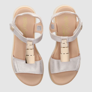 Sandalias de Piel - Platino - Tacón: 5 cm
