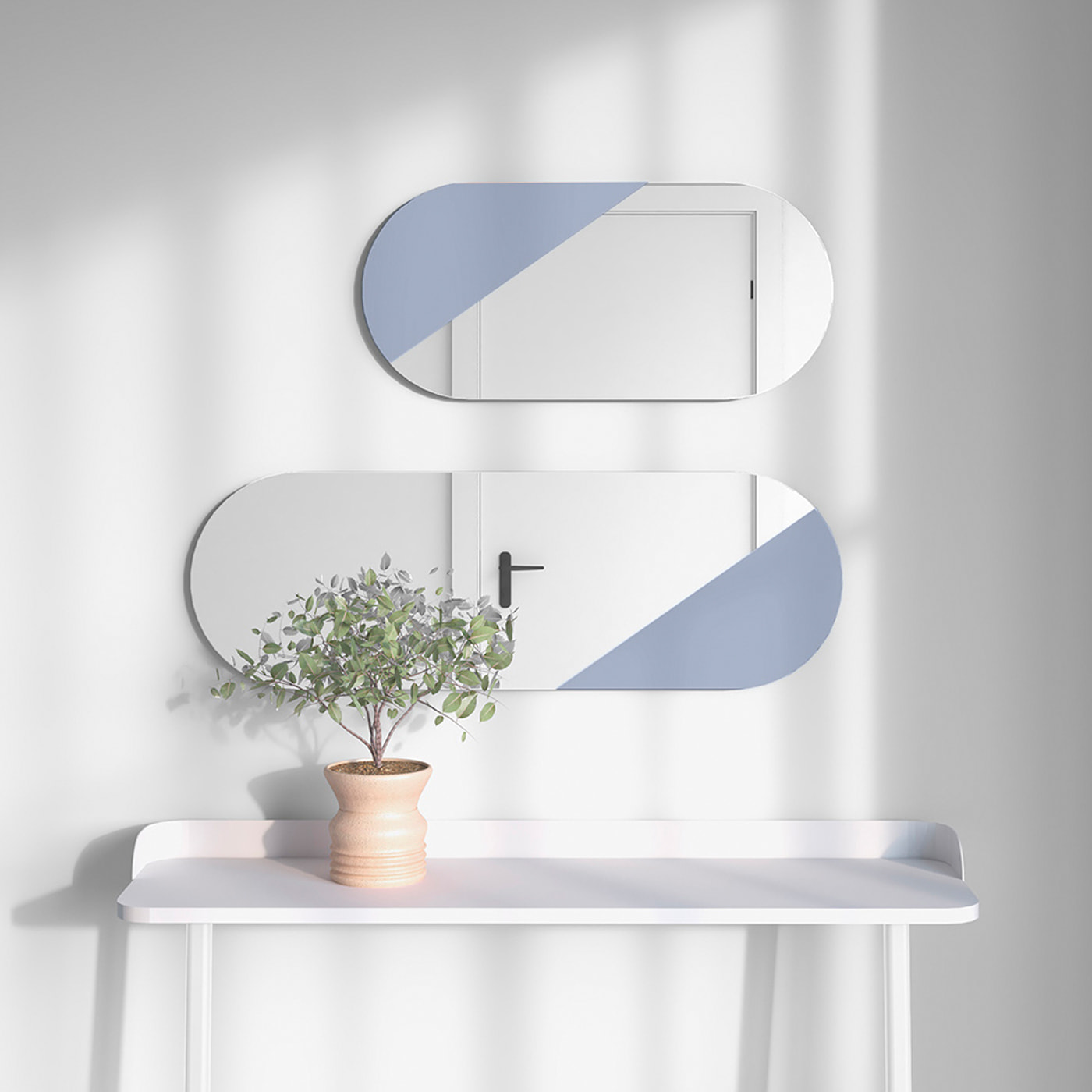 Set de espejos ovalados Aire haya azul 90/65x30x2 cm