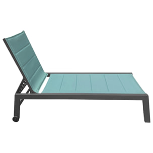Bain de soleil BARBADOS en textilène vert d'eau - aluminium anthracite