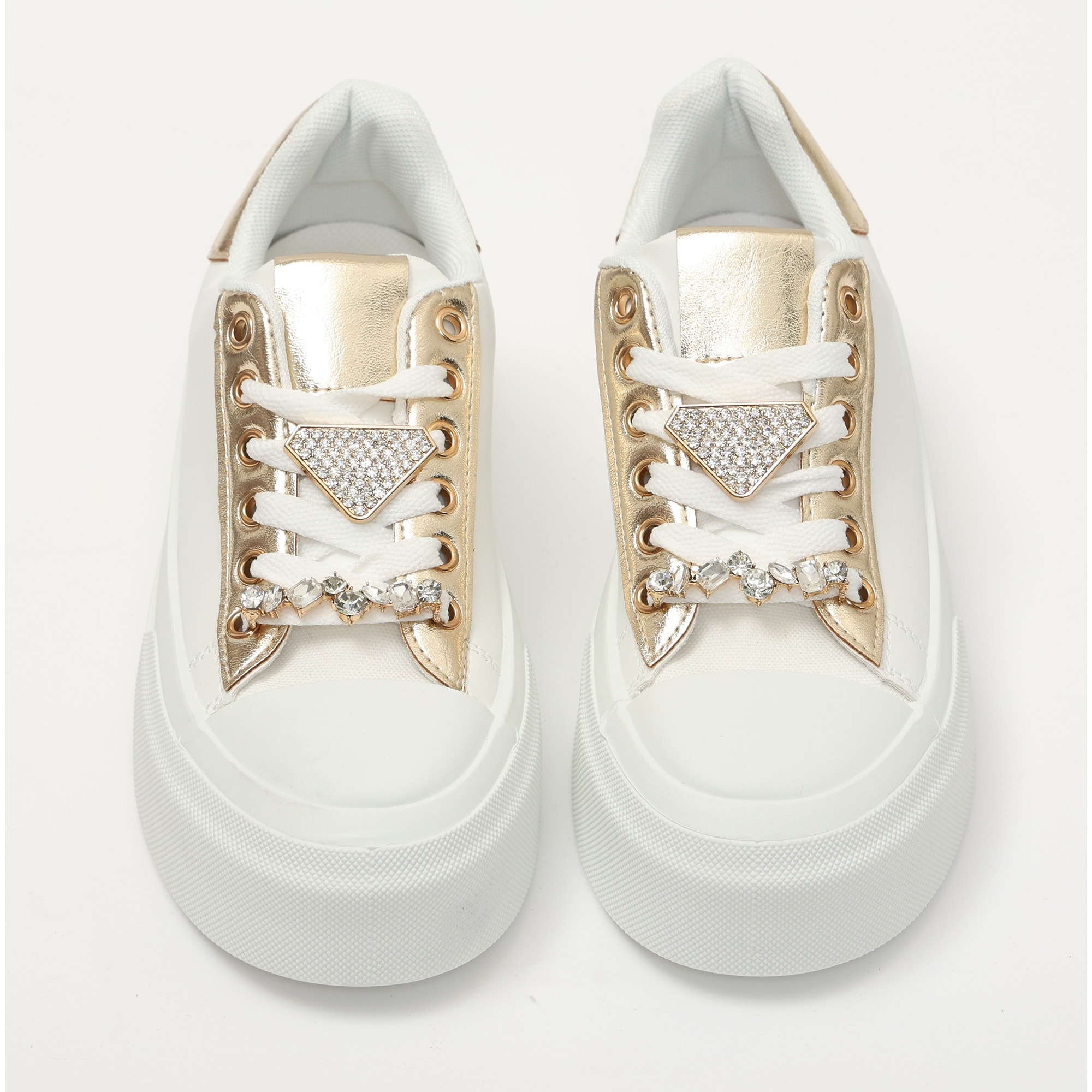 Sneakers in simil pelle con dettagli gioiello