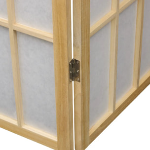 Paravent Sandai 112,5x170cm blanc et bois