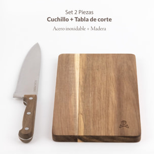 Juego de cuchillo + tabla de cortar de madera scalpers home