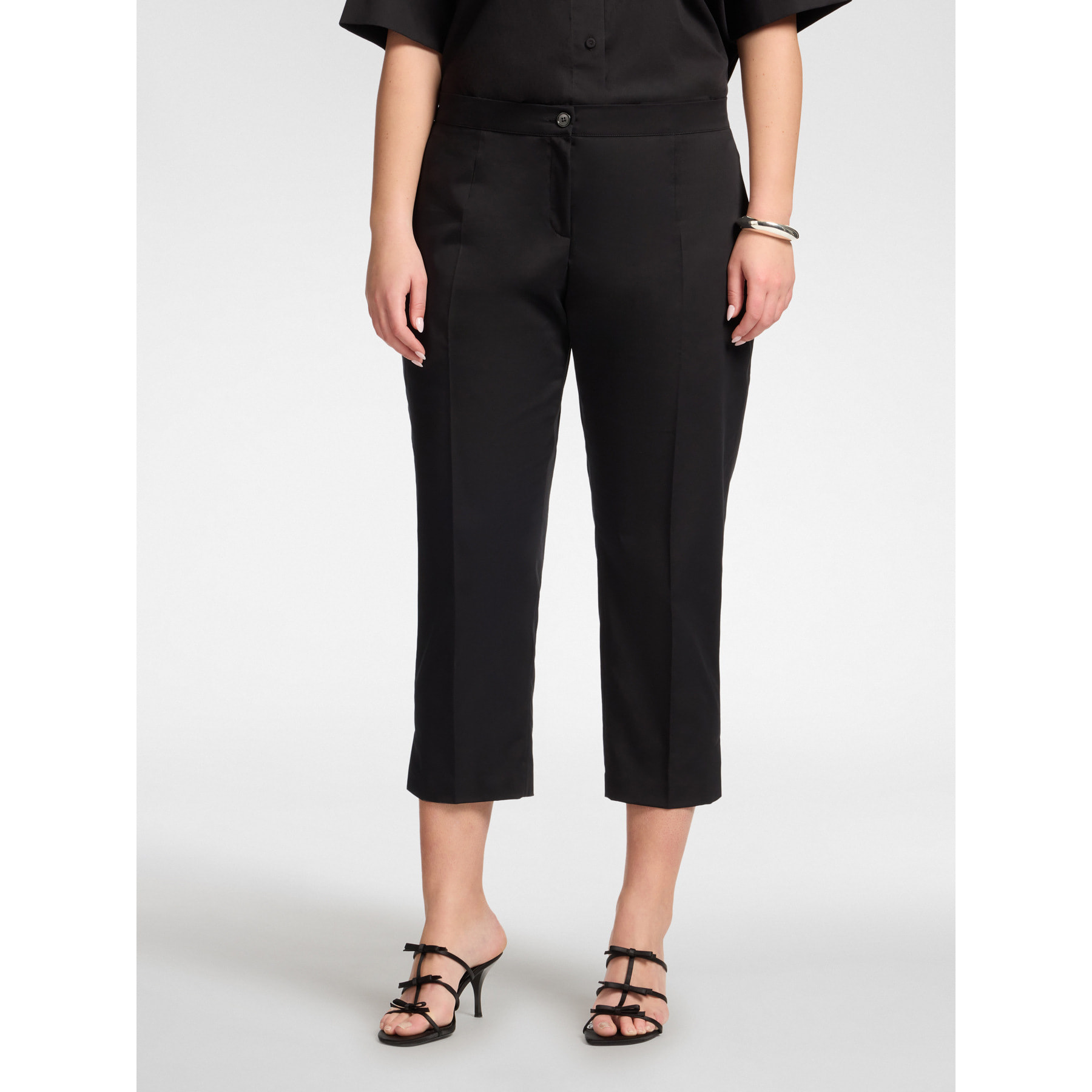 Elena Mirò - Pantalones rectos en raso stretch - Negro