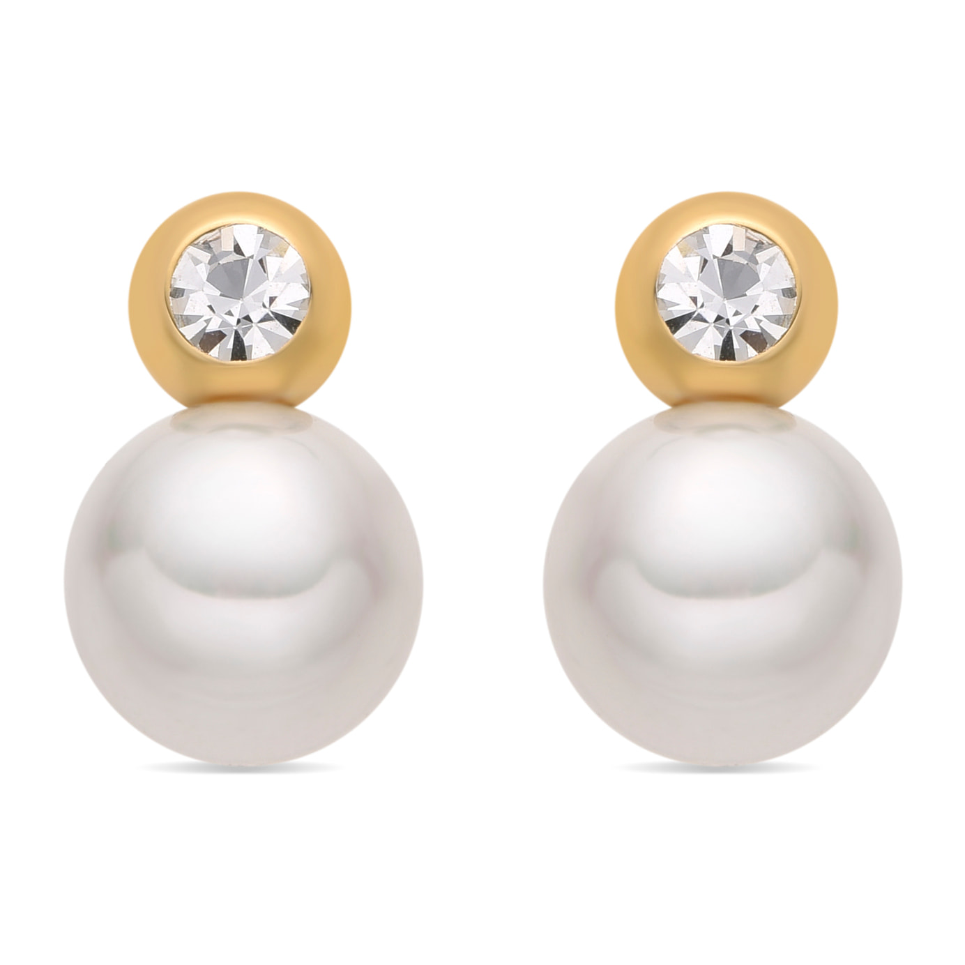 Pendientes con Perla Blanca acabado oro 18k
