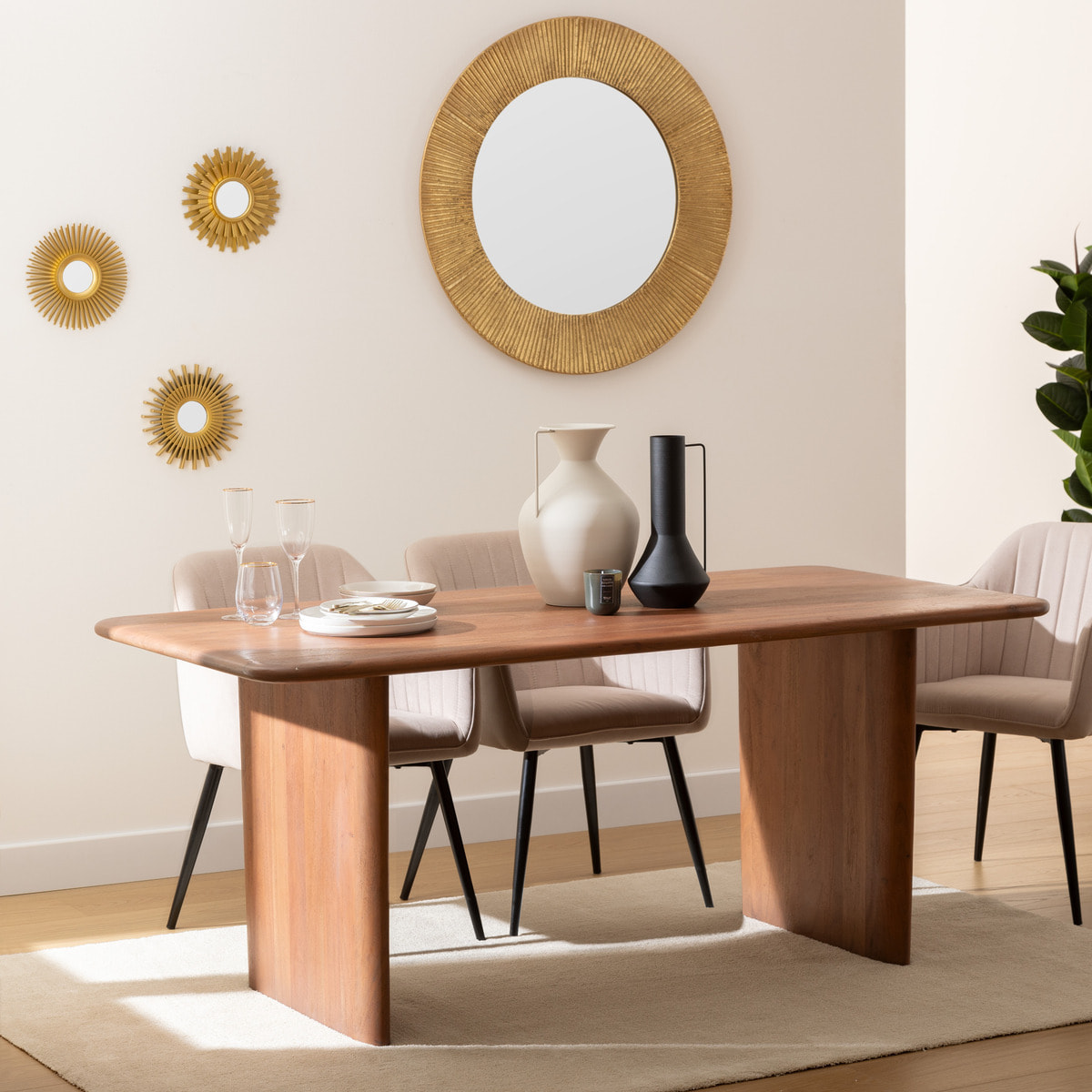 Lot de 3 miroirs "Amed" D25cm or