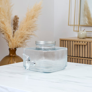 Distributeur de Boisson - HOME DECO FACTORY - 3L - Design Strié - Transparent
