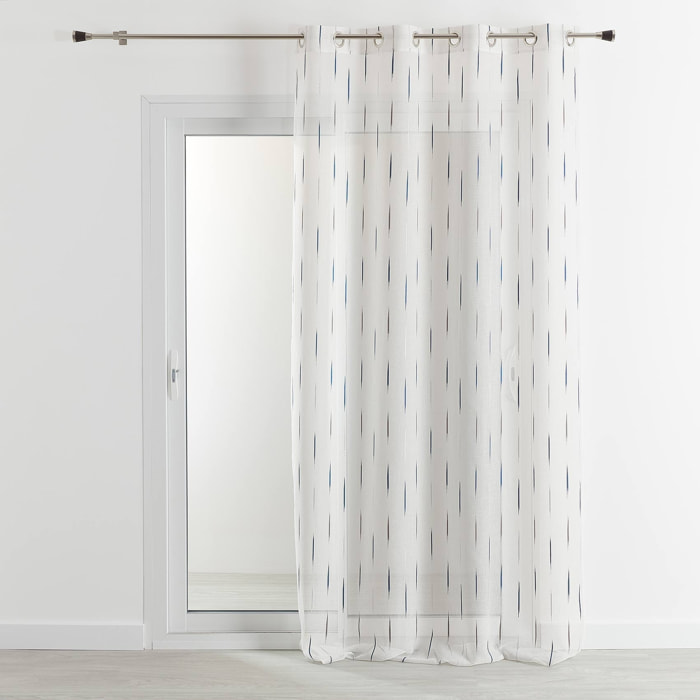 Voilage en étamine à jacquard rayé - Bleu Paon
