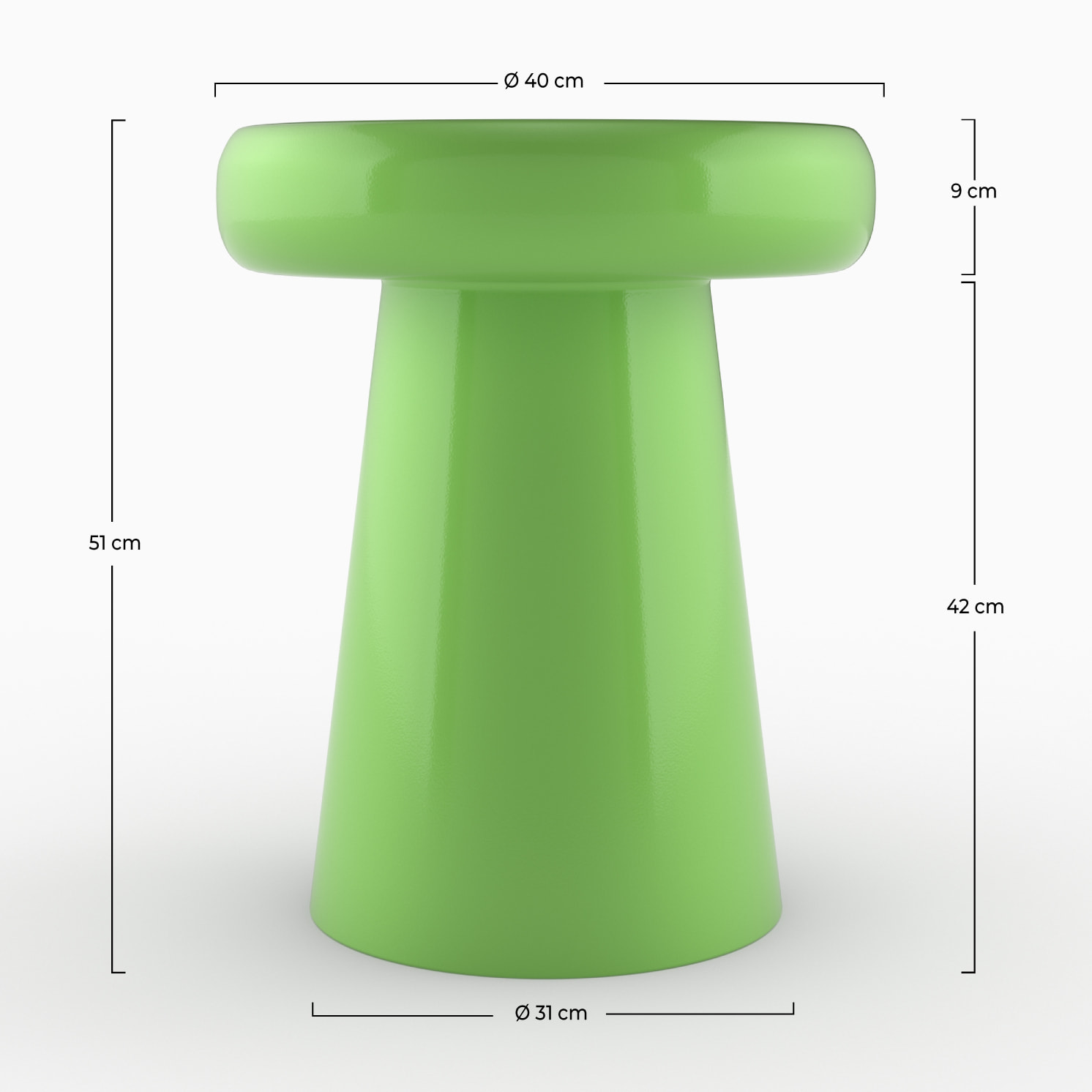 Table d'appoint ronde en métal vert D40 cm - Anouk