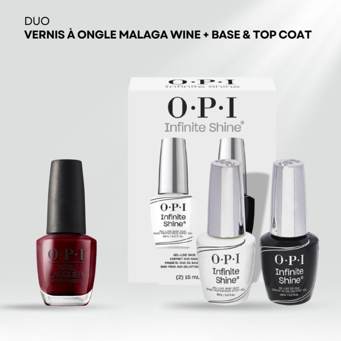 Duo Infinite Shine - Base et Top Coat Duo Pack - 30ml Malaga Wine - Vernis à ongles Nail Lacquer - 15 ml