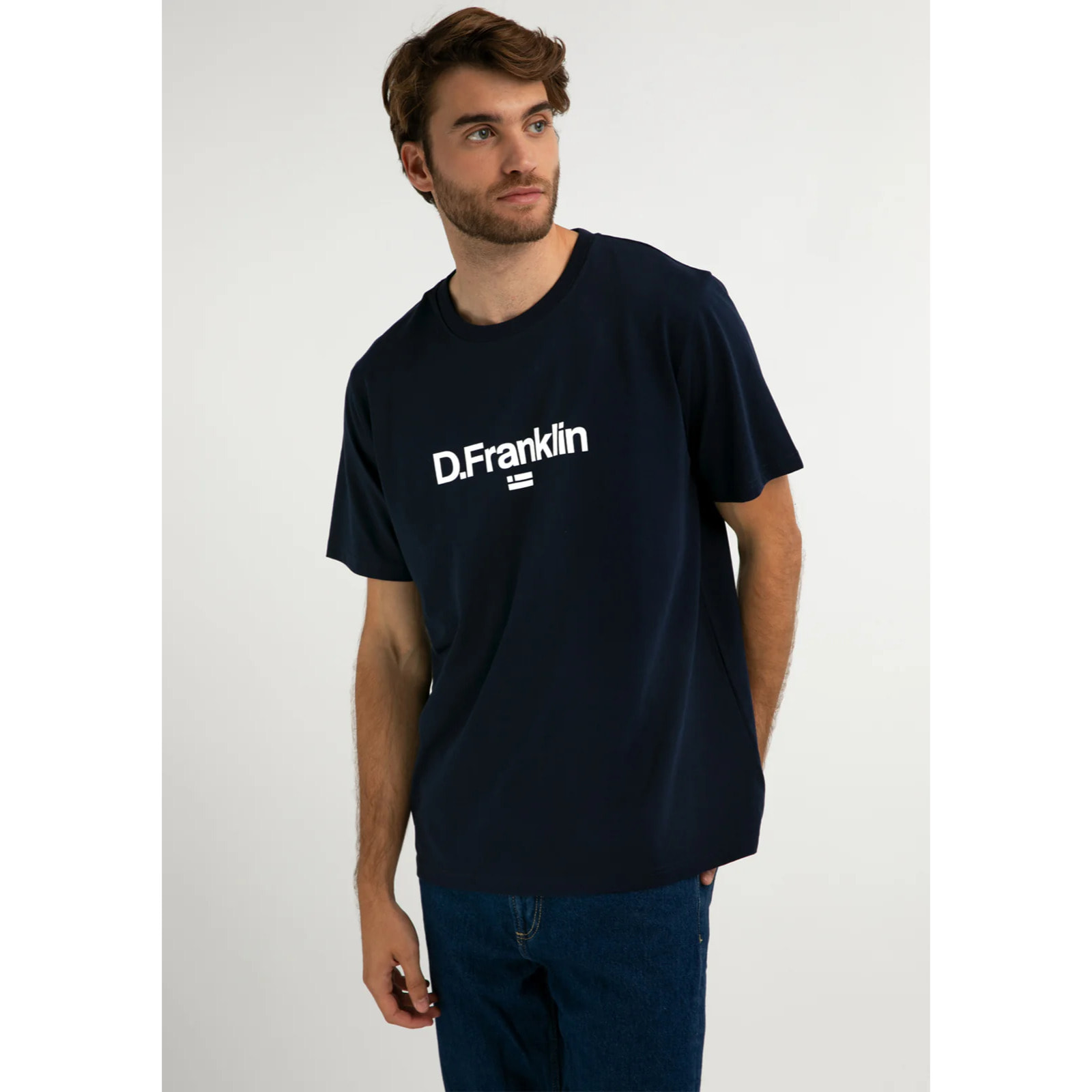 Camiseta Básica Logo Flag en Azul Marino D.Franklin