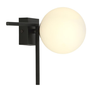 Lampada da soffitto IMAGO in acciaio nero e vetro opale