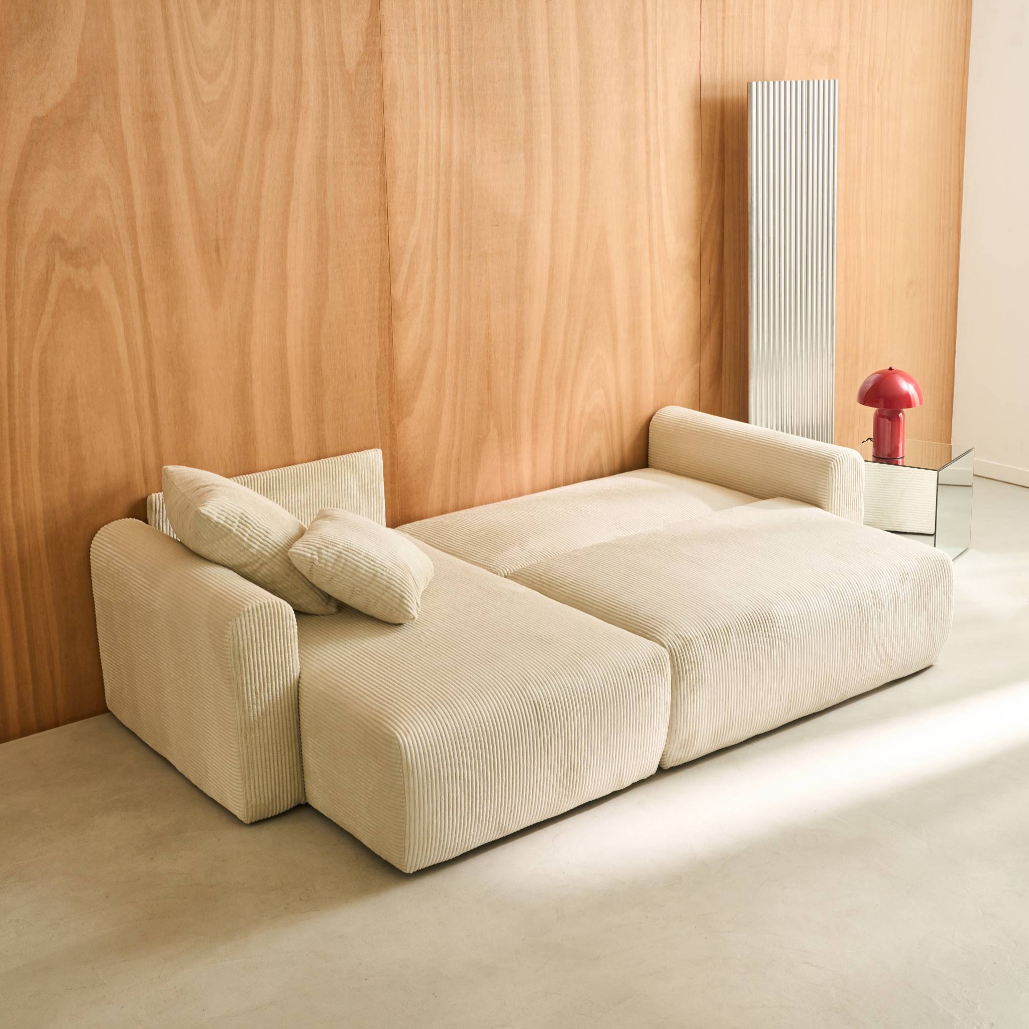 Canapé d'angle convertible réversible 3 places velours côtelé  ALMO