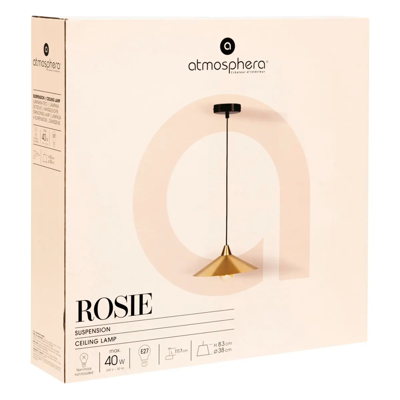 Suspension Rosie métal doré D38cm