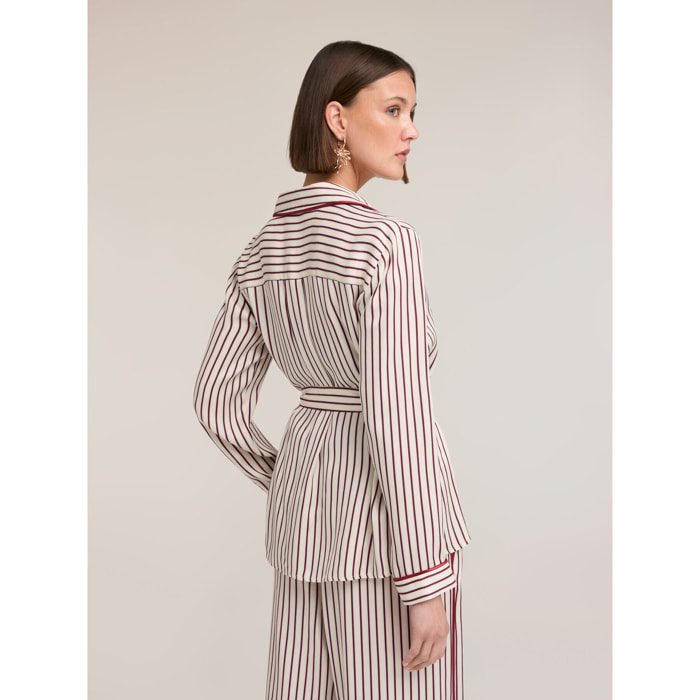 Motivi - Camicia a righe in twill di viscosa - Beige