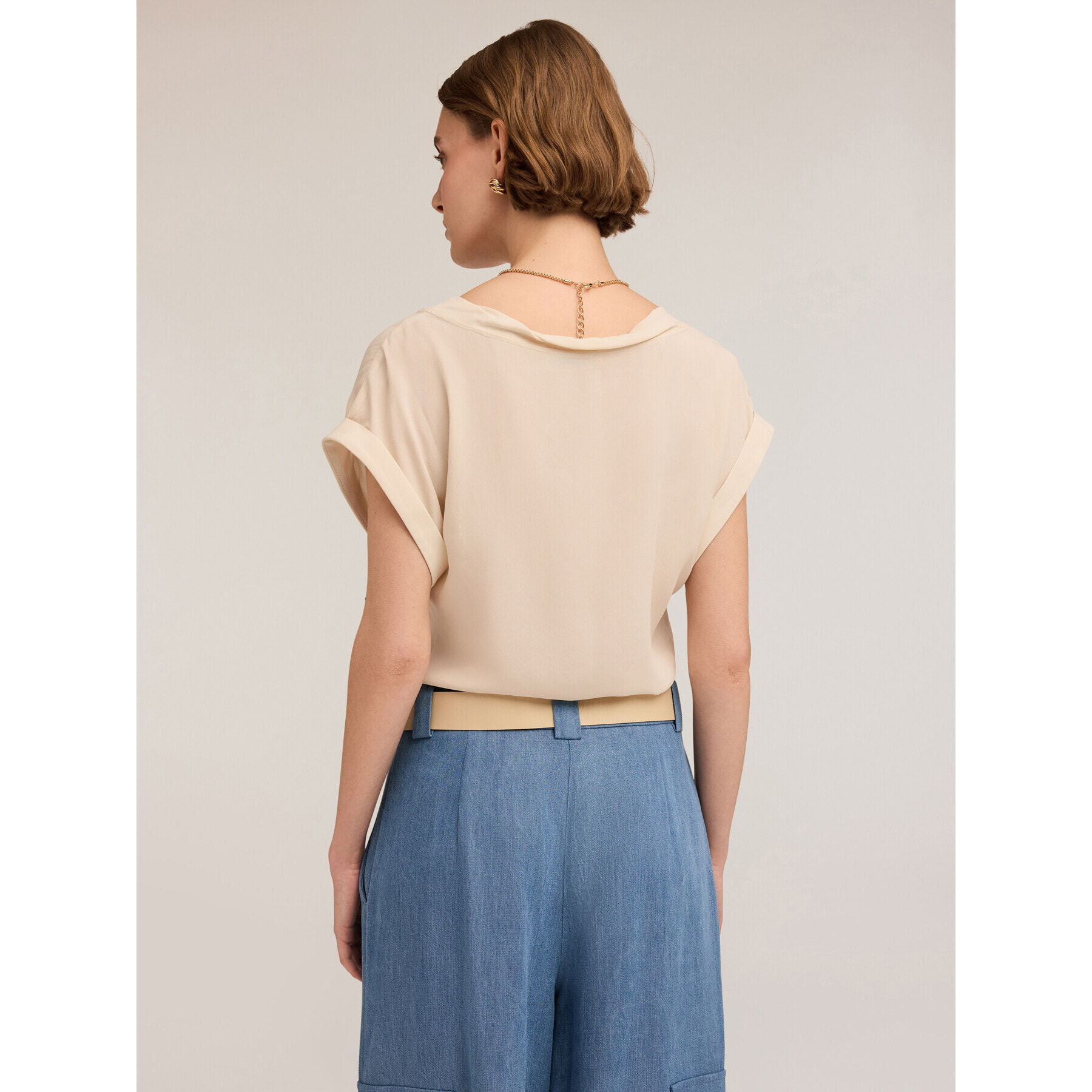 Motivi - Blusa con borde retorcido - Blanco