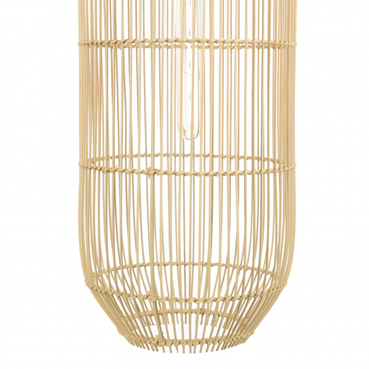 ALIDA - Suspension 'longue' 25x25cm rotin couleur naturelle et teck