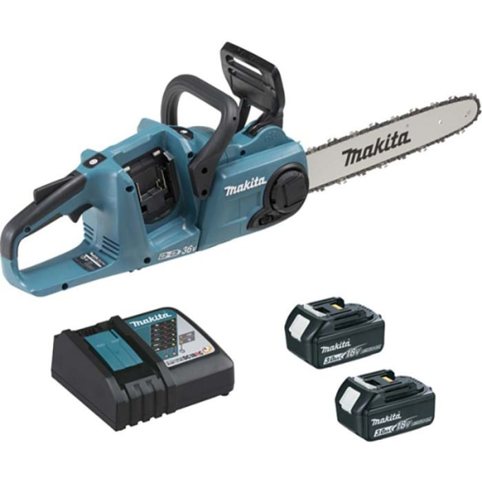Tronçonneuse 36V (2x18V) LXT 35 cm - MAKITA - avec 2 batteries 18V 3.0Ah - chargeur rapide - DUC353RF2
