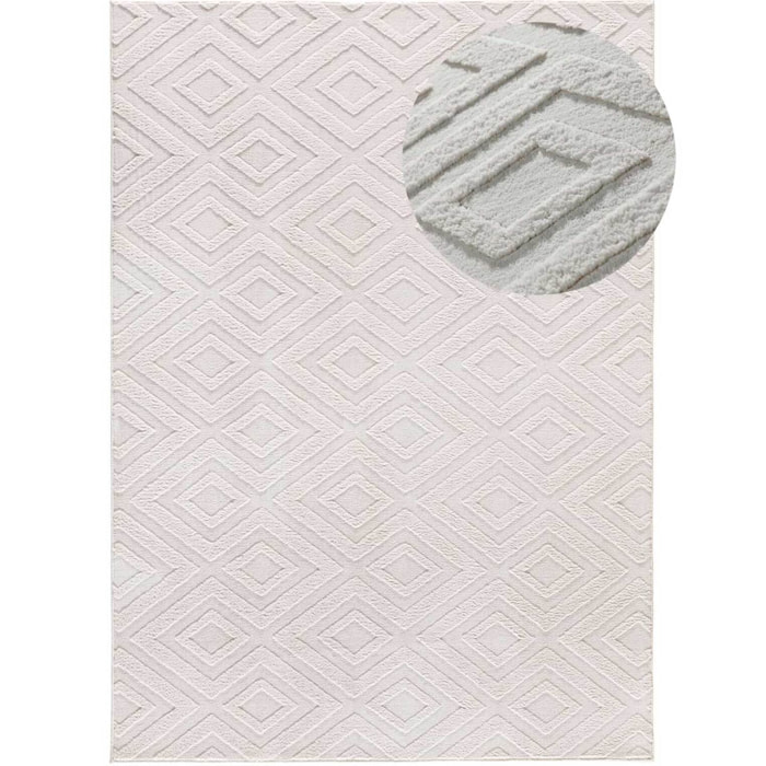 Alfombra lavable con relieve en color blanco Estilo, varias medidas disponibles