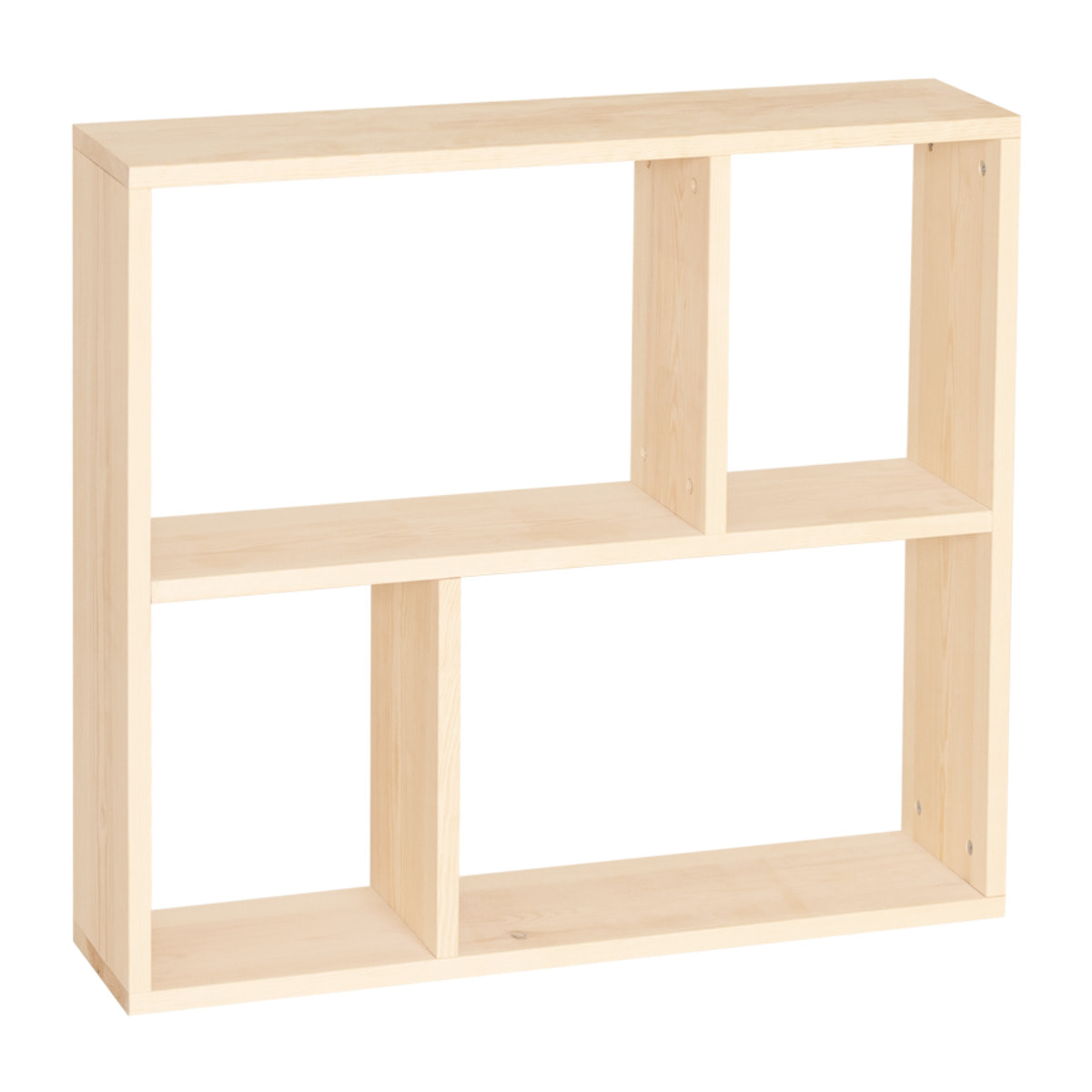 Mueble auxiliar de madera maciza en tono natural con 1 estante y 2 separadores Alto: 74 Largo: 80 Ancho: 20