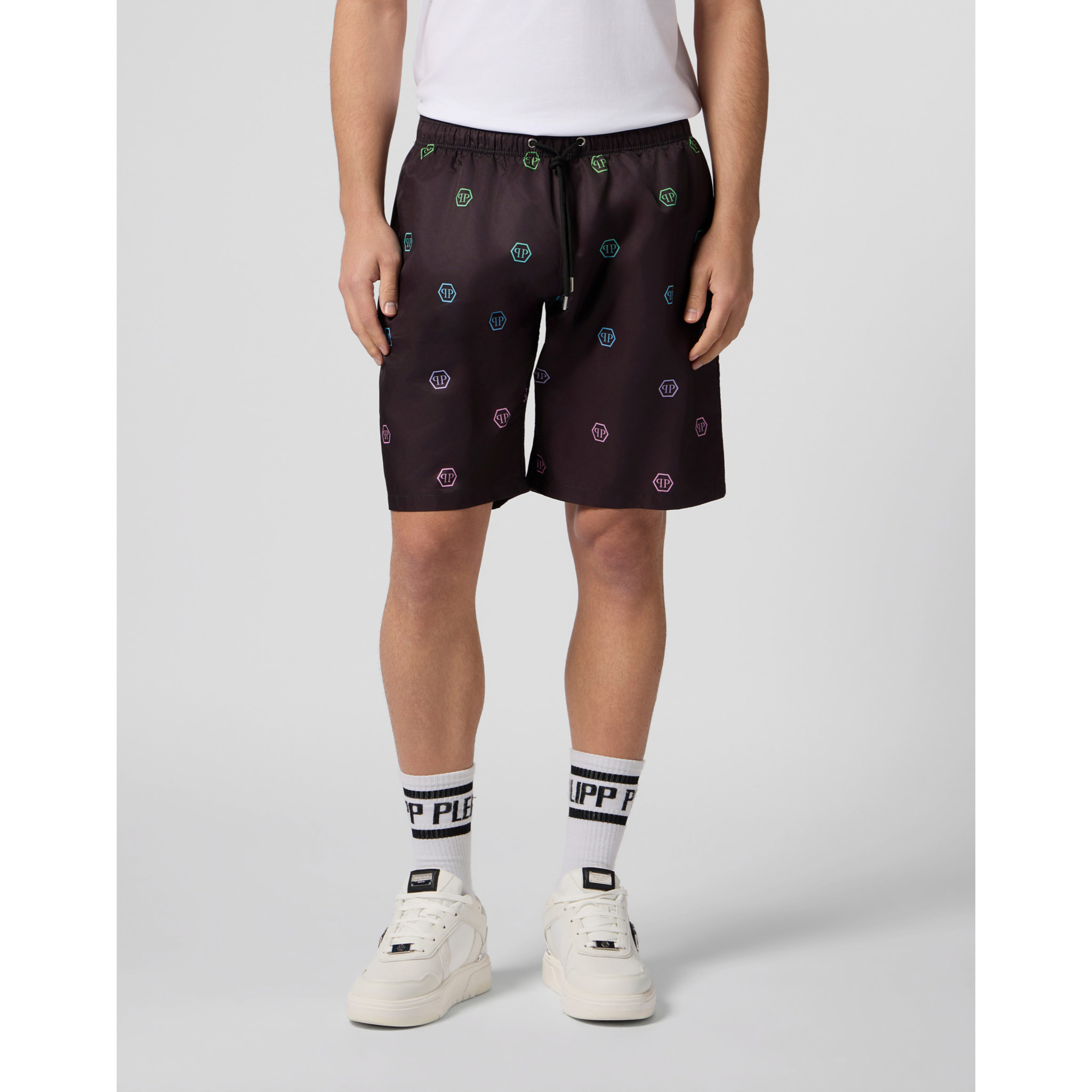PHILIPP PLEIN Nylon Shorts Degrade Monogram