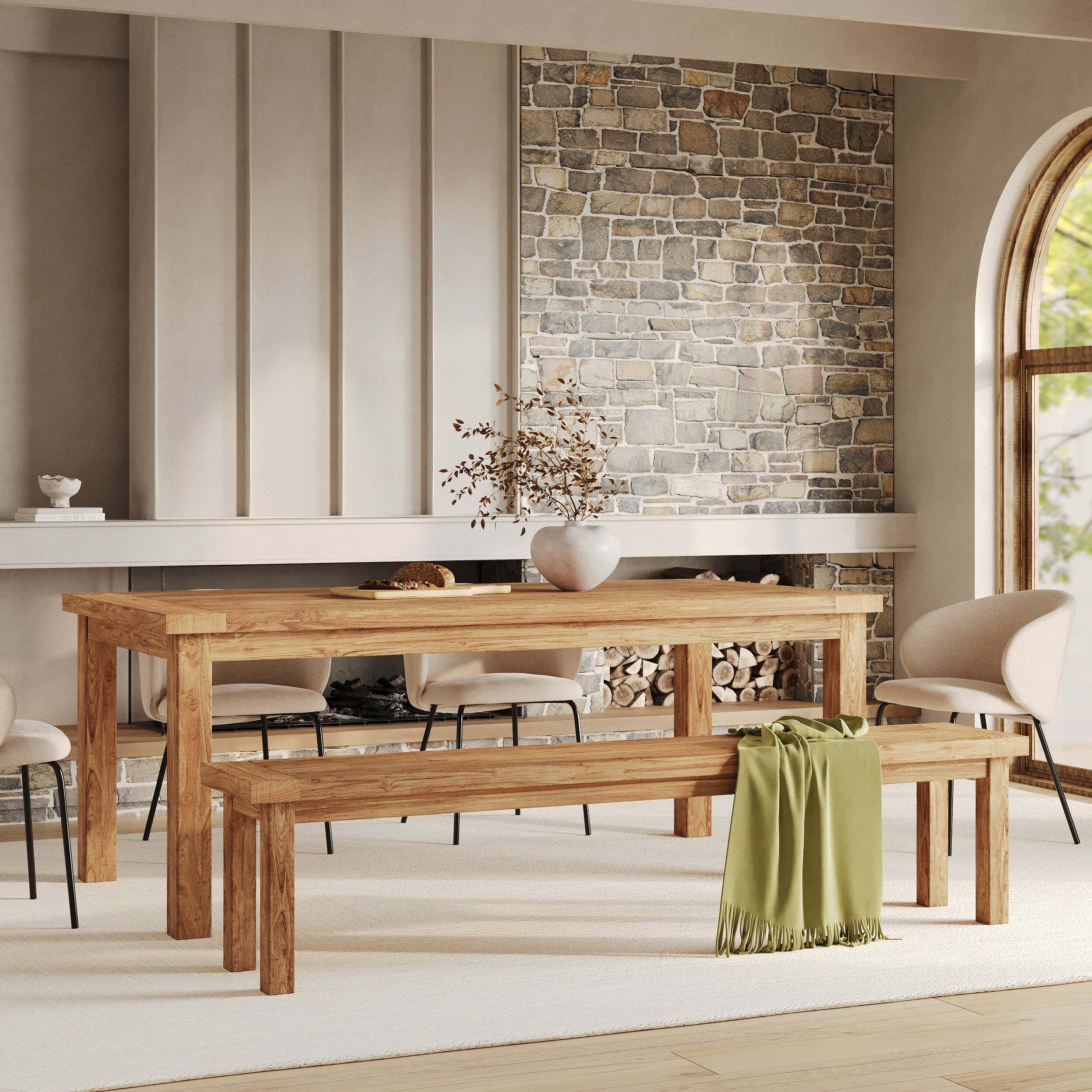 Banc 3 places en bois de teck recyclé 200 cm - Mémo