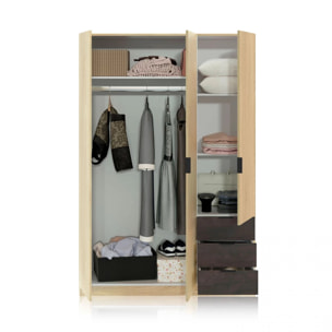 Armario Hexa 3 puertas 3 cajones Roble Canadian - Óxido