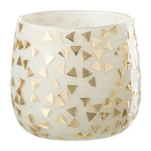 J-Line bougeoir Triangle - verre - blanc/or - small - 4 pcs