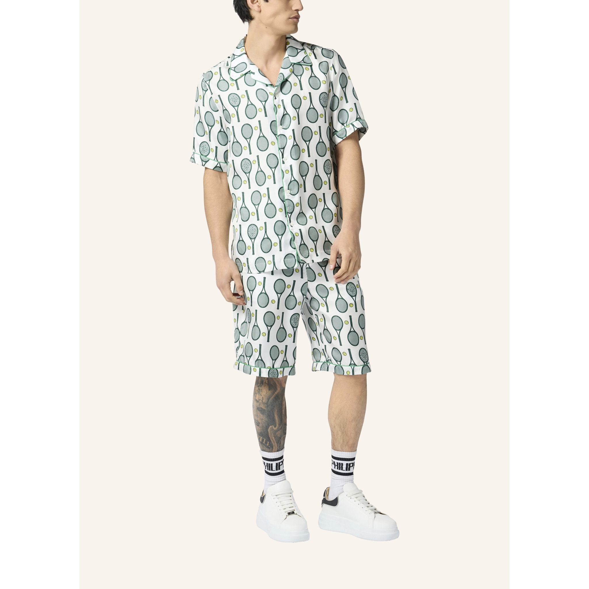 PHILIPP PLEIN Silk Drawstring Shorts Tennis