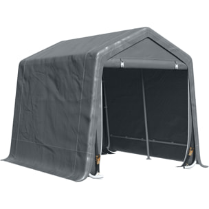 Abri de jardin - tente de stockage - abri de vélo - 2 portes zippées - dim. 280L x 240l x 240H cm - métal PE gris