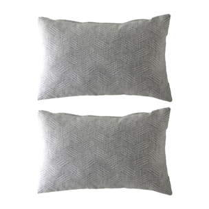 Lot de 2 housses de coussin jacquard TEVERE-B 30x50 cm gris