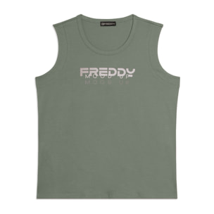 Canotta in Jersey con Logo FREDDY e Scritta "Mood Up"