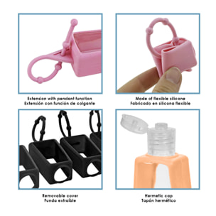 Portachiavi bottiglia igienizzante per mani alcol riempibile 30ml in silicone con pendente